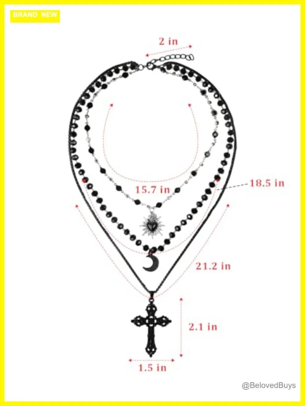 Gothic Layered Pendant Necklace Set Sun Moon Cross Titanium Steel Alloy